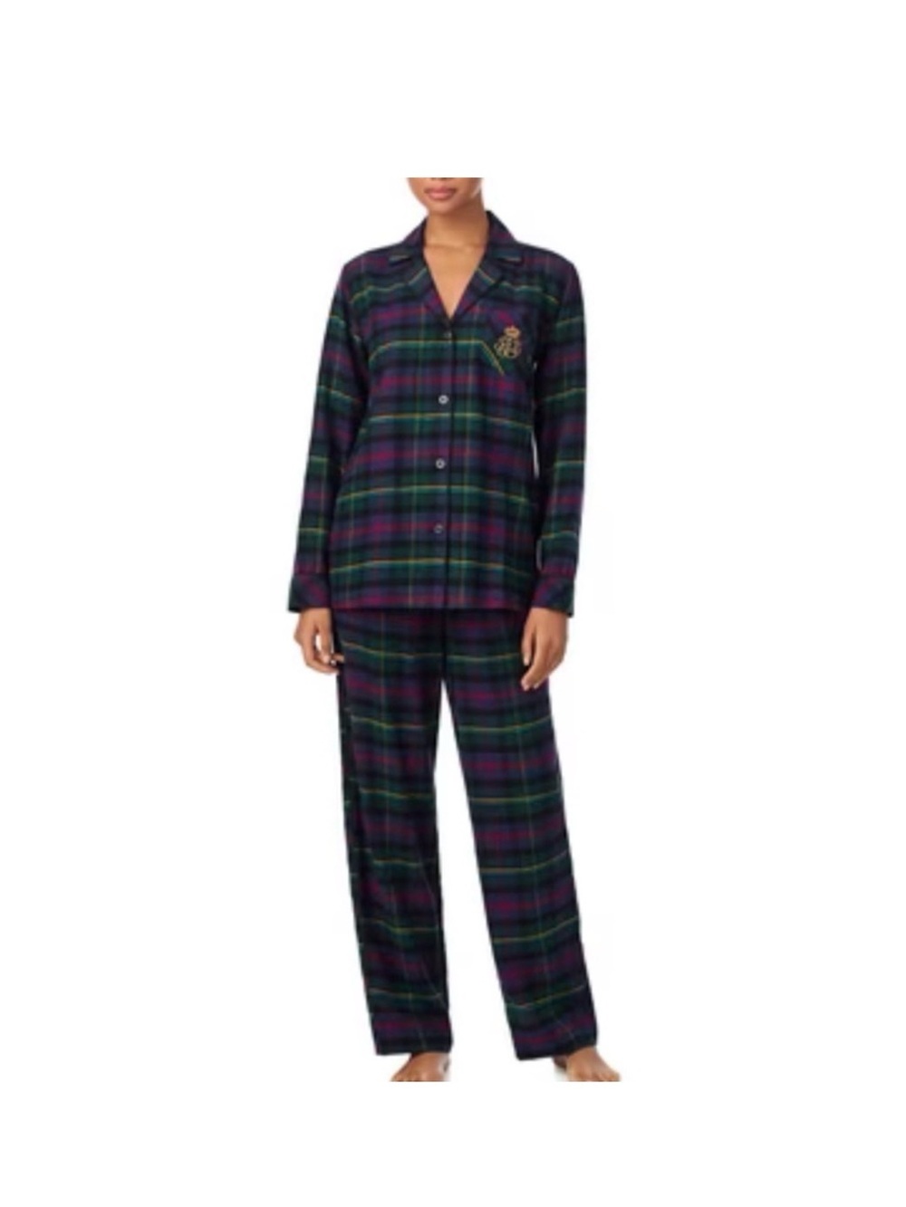 NWT Ralph Lauren Green Plaid Women’s XL LS Monogrammed
